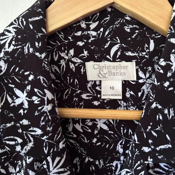 Christopher & Banks Maxi Dress Womens 10 Black White Floral Button Front Y2K - Picture 5 of 10